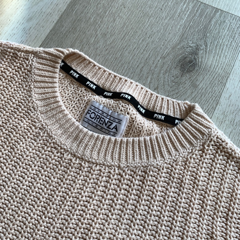 Victoria's Secret PINK Forenza‎ Peach Chunky Knit Cotton Sweater Womens Small